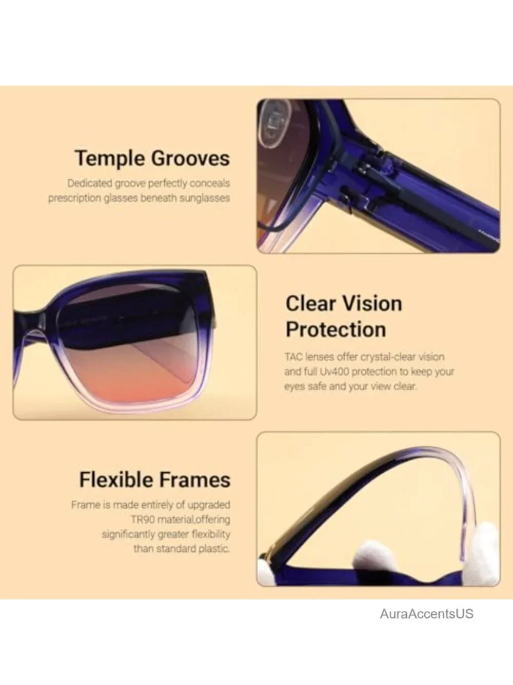 Polarized Fit Over Glasses Sunglasses for Women Square Frame